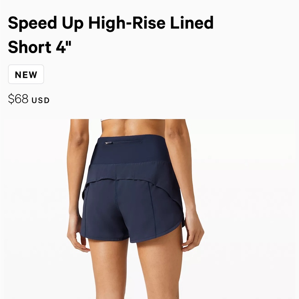 Lululemon Speed Up High-Rise Lined Short 4" Size 6